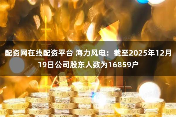 配资网在线配资平台 海力风电：截至2025年12月19日公司股东人数为16859户